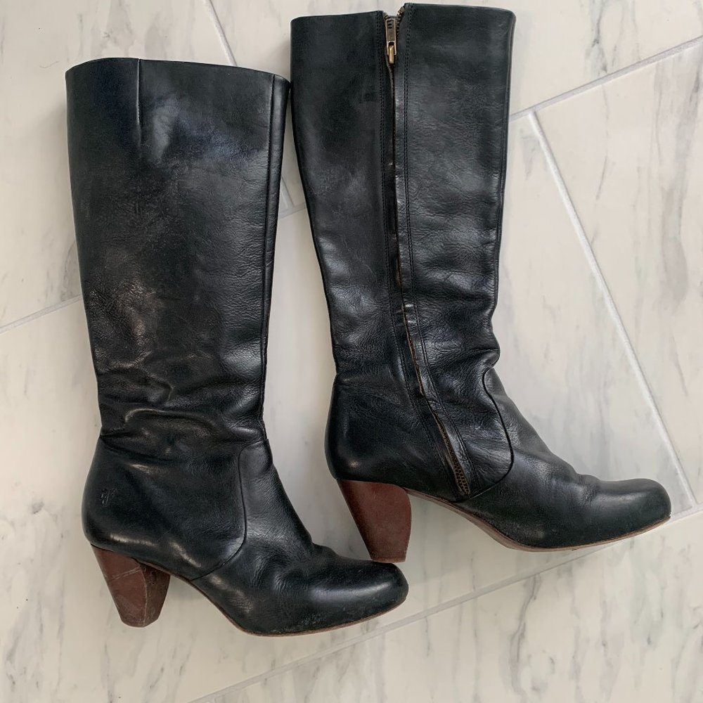 Black Leather Frye Boots